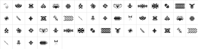 Tribal Tattoo Addict Regular  glyph index