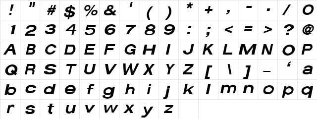Average Italic  glyph index