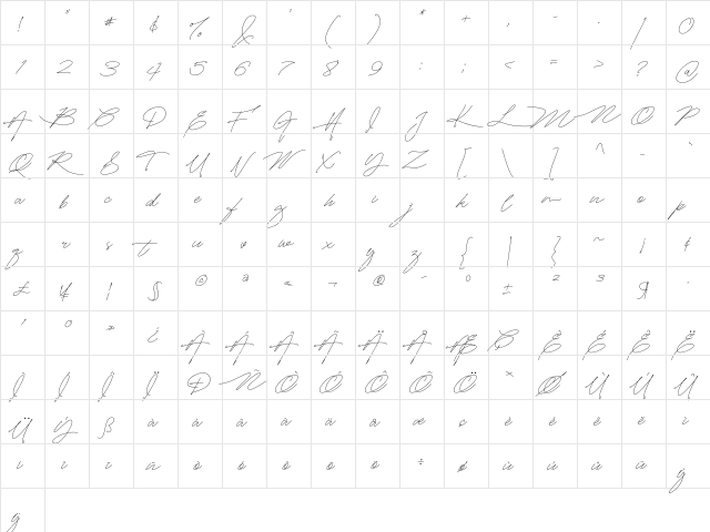 mightam Regular  glyph index