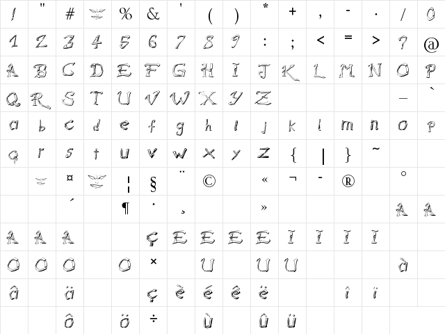 Raslani Destroyedd Souls Regular  glyph index