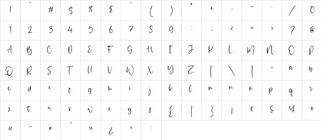 Majestic Bubble Regular  glyph index