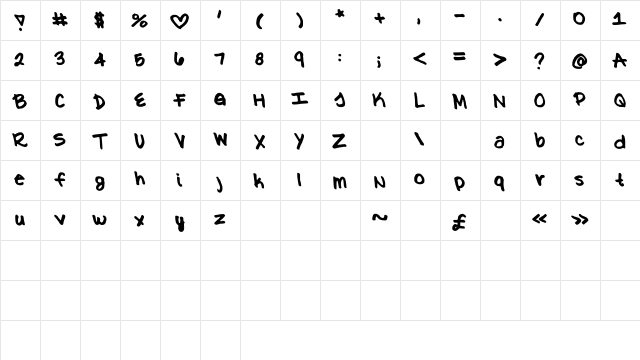 Kat Medium  glyph index