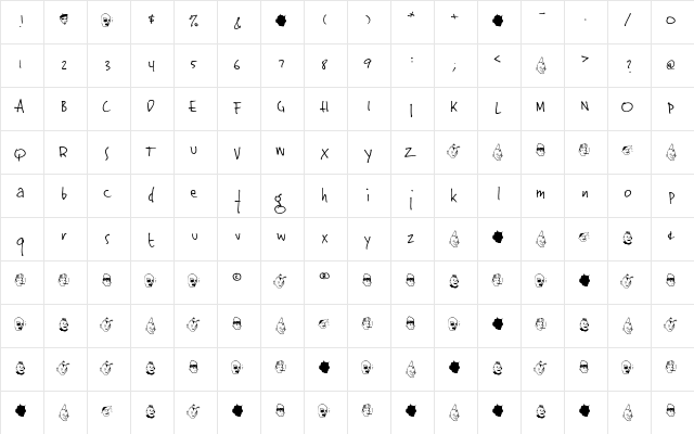 Jinky Regular  glyph index