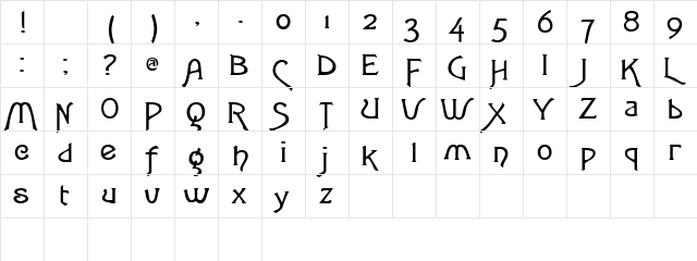 LoveLettersExtended Regular  glyph index