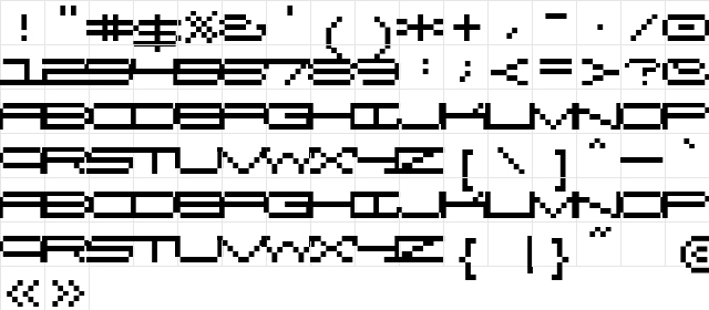 Exceed Regular  glyph index