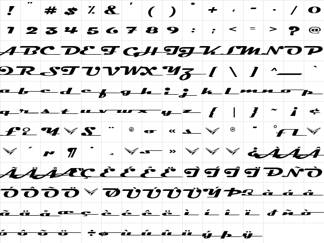 Magneto Regular  glyph index