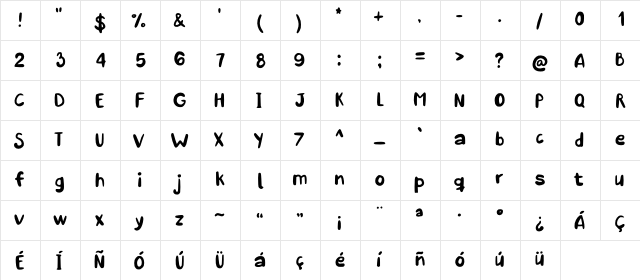KREMA Regular  glyph index