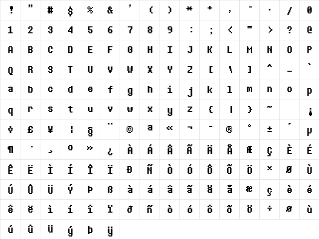 Determination Mono Web Regular  glyph index