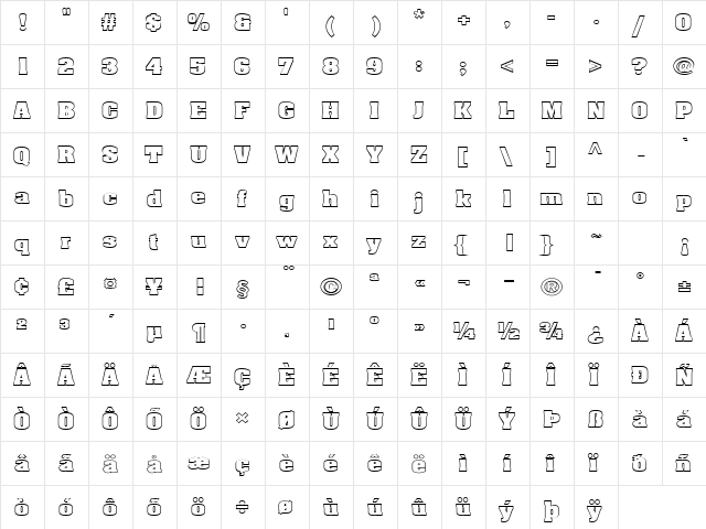 Heidelberg-Hollow-Extended Normal  glyph index