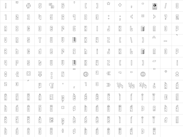 Asectica Outline Demo Regular  glyph index