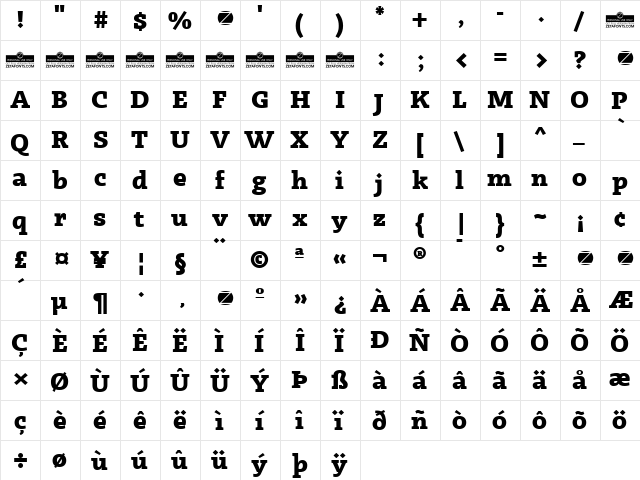 Radcliffe Display ExtraBold  glyph index