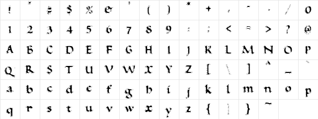 VTC AntiqueFizz Reguar  glyph index
