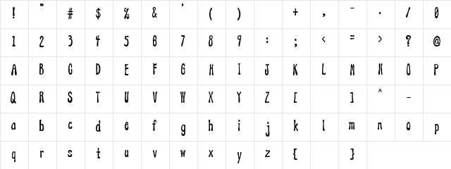 Boogie Woogie Regular  glyph index