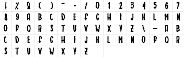 SWEETY CHEESE Regular  glyph index