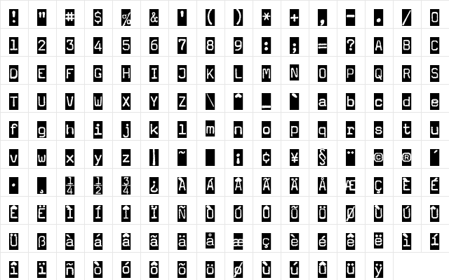 Magda Medium  glyph index