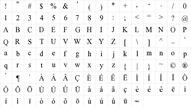 Temps Nouveau - DGL R(20  glyph index