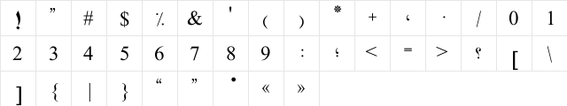 PT Bold Arch Regular  glyph index
