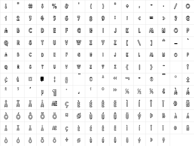 NeonzCondensed Normal  glyph index