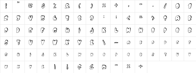 PACK-MAN Regular  glyph index