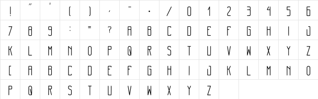 Minimal Thin Regular  glyph index