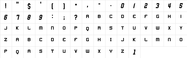 4th and Inches Regular  glyph index
