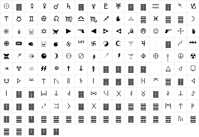 Mortbats Regular  glyph index