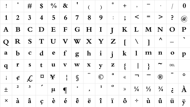 Ali_Web_Samik Regular  glyph index