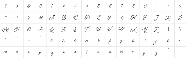Classical Regular  glyph index