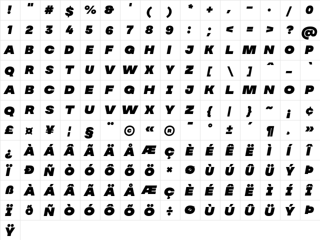 MADE Soulmaze Italic  glyph index