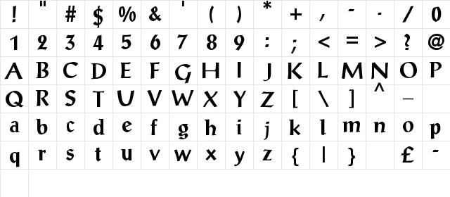 Monclova Regular  glyph index
