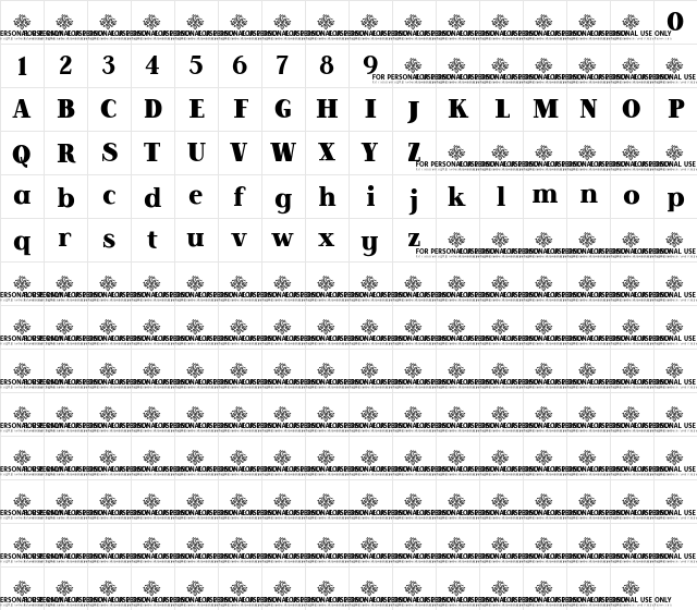 Lilac Block Demo Bold  glyph index