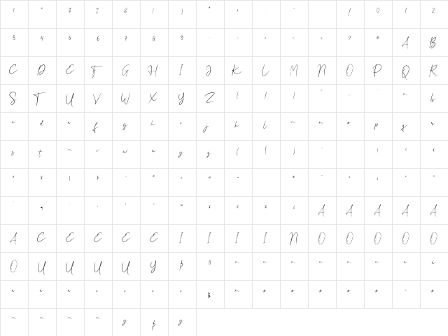 Halentine Regular  glyph index
