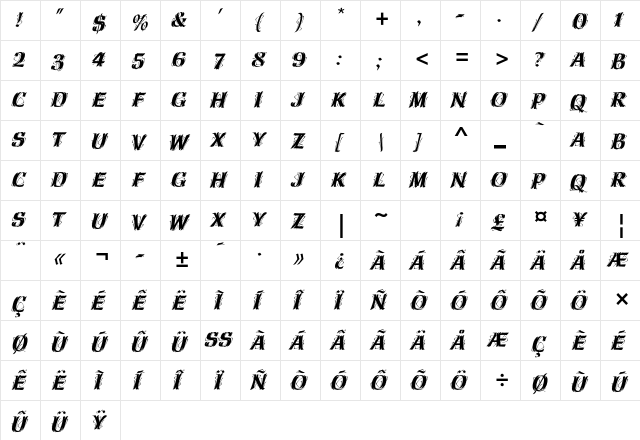 Hazel Std Regular  glyph index