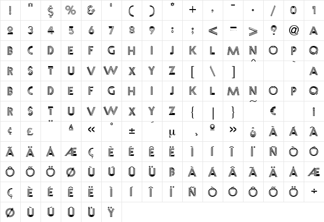 Spotlight Regular  glyph index