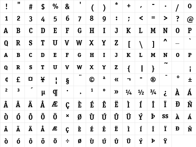 OfficinaSerSCITCTT Bold  glyph index