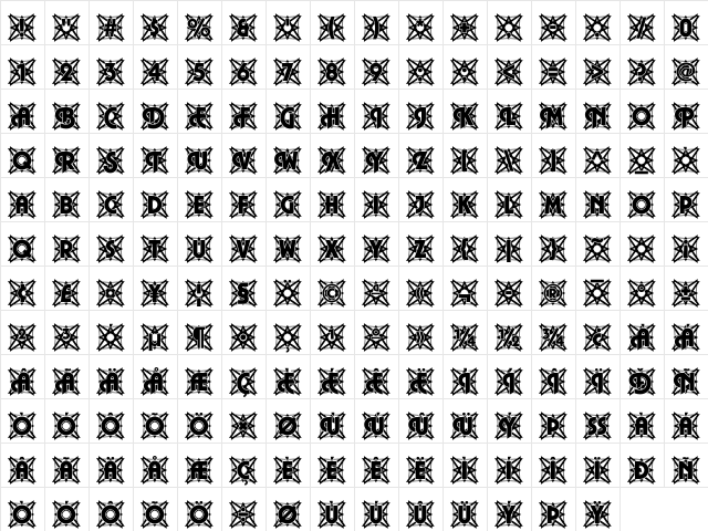 DTCPlazaM49 Regular  glyph index