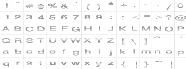 HvStripe-ExtraBold Ex Regular  glyph index