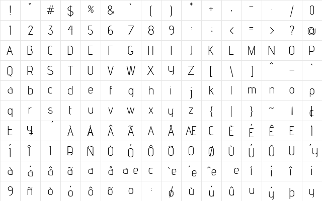 advent Light  glyph index