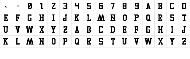 TIGRES UANL Regular  glyph index