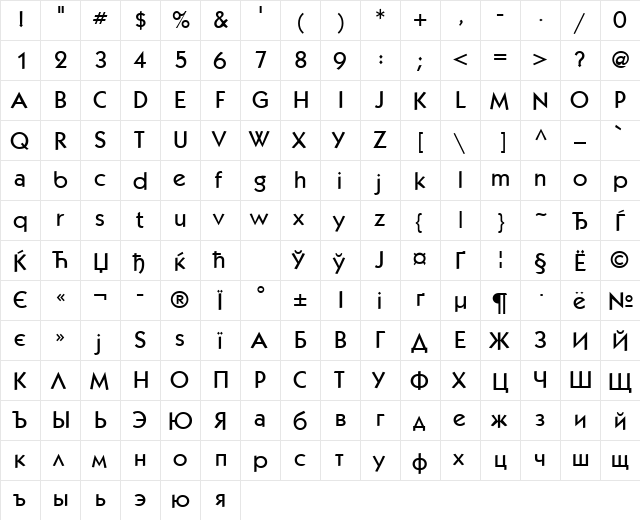 ft Medium Regular  glyph index
