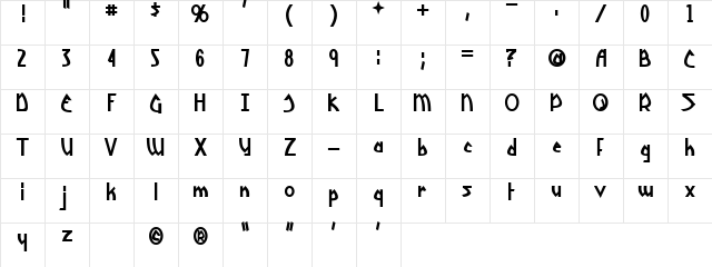 Yoshitoshi Bold  glyph index