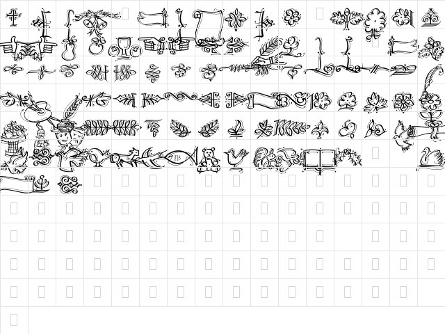 DF Calligraphic Ornaments LET Plain  glyph index