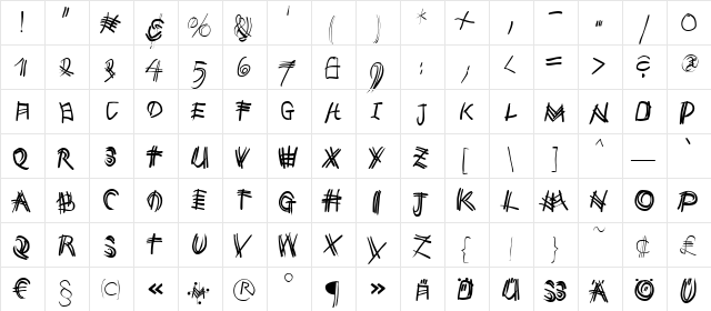 MauMauKlein Regular  glyph index