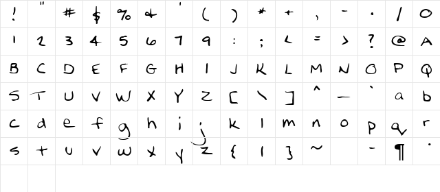 Joan Regular  glyph index