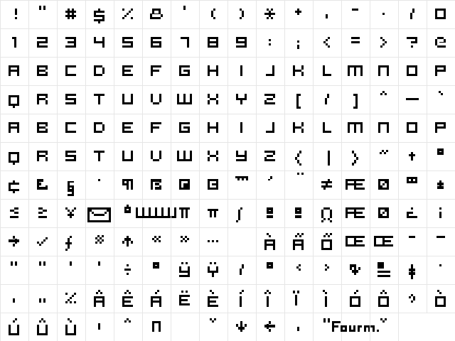 hooge 0853 Regular  glyph index