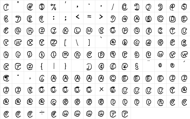 At Sign Regular  glyph index