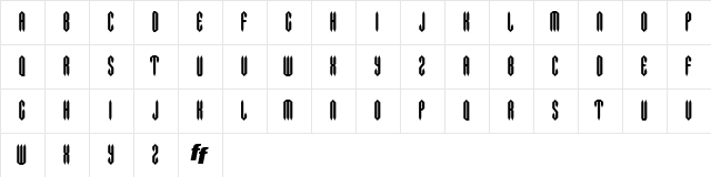 MetalCrusher Regular  glyph index