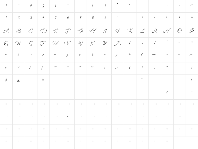 Las Antonio Regular  glyph index