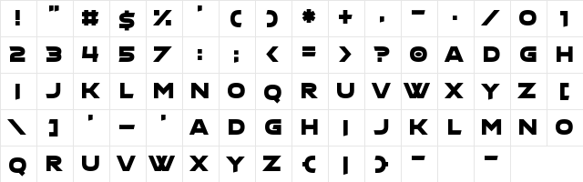 Mille Regular  glyph index