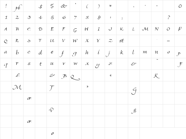 Ambiente Script SSi Light  glyph index